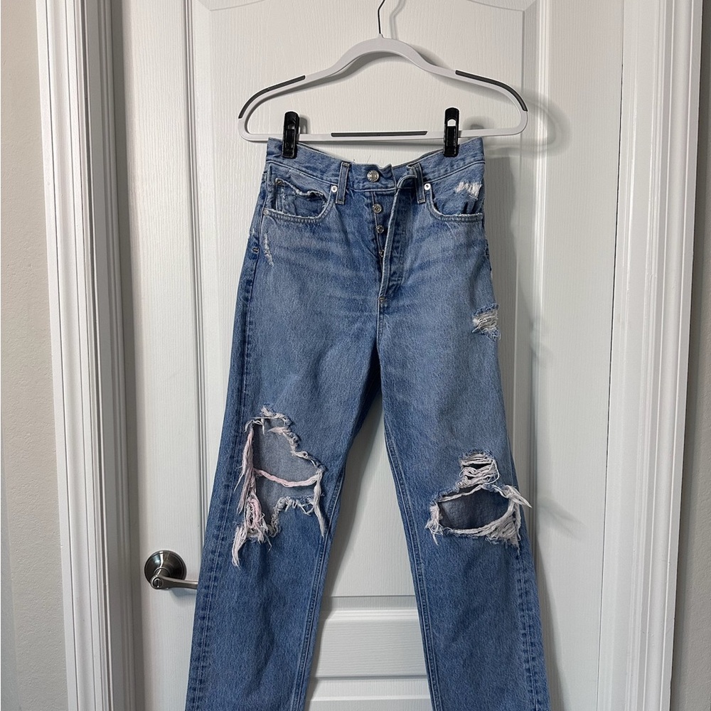Agolde High Rise Blue Distressed Jeans